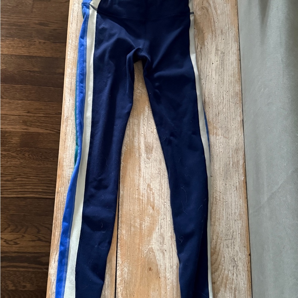 Athleta Girl Navy and Cream Leggings